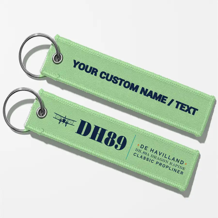 de Havilland DH.89A Dragon Rapide Aviator Key Chains - Light Green - Heritage - Personalized