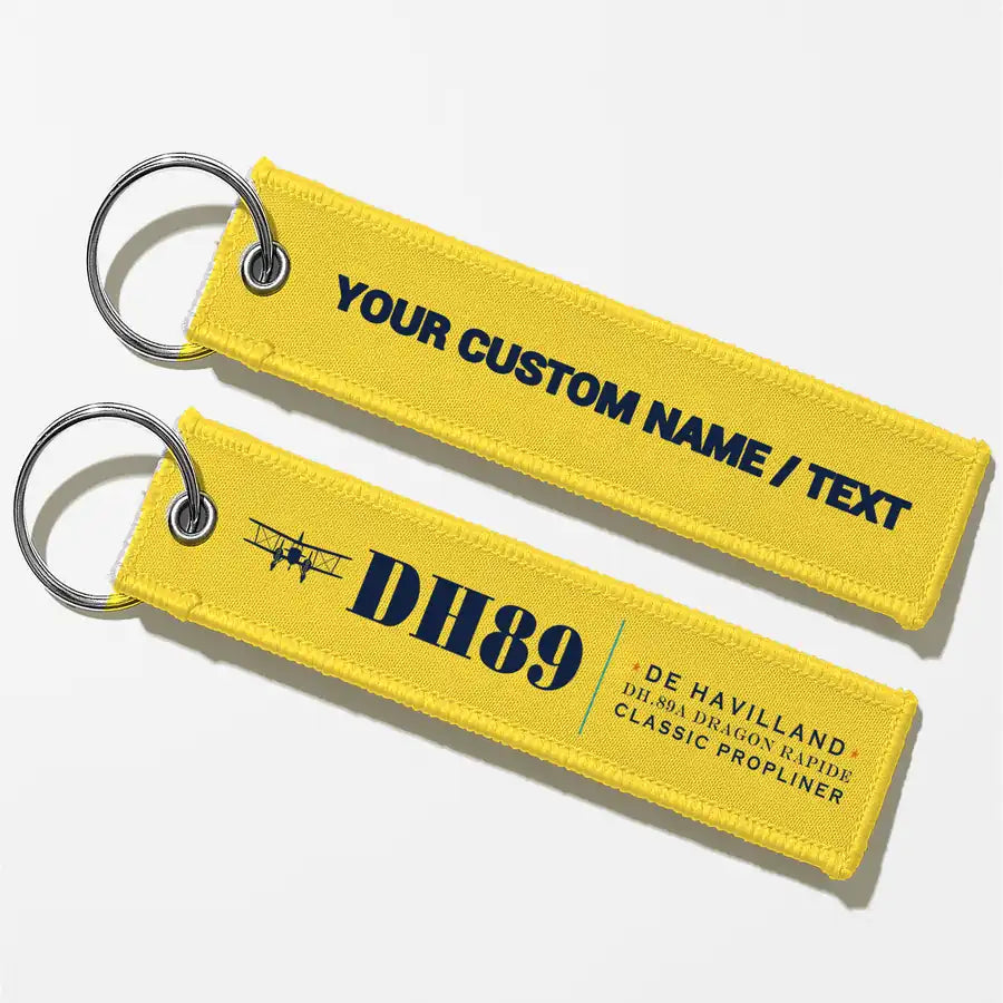 de Havilland DH.89A Dragon Rapide Aviator Key Chains - Yellow - Heritage - Personalized