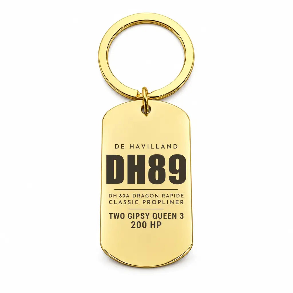 de Havilland DH.89A Dragon Rapide - Key Chain - Tag - Gold