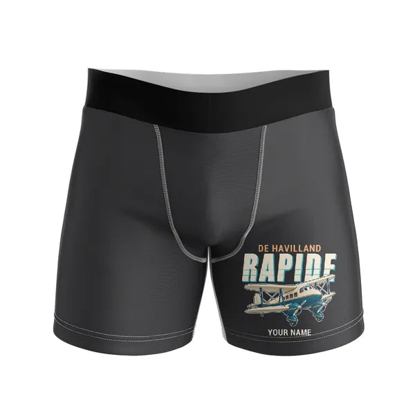 de Havilland DH.89A Dragon Rapide - Men Boxers - Cartoon + Name - Black