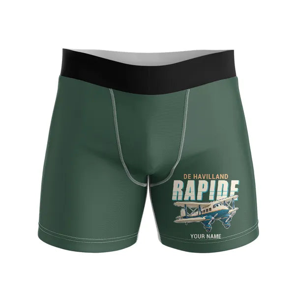 de Havilland DH.89A Dragon Rapide - Men Boxers - Cartoon + Name - Dark Green