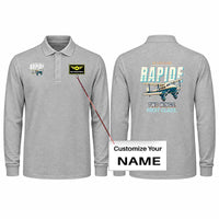Thumbnail for de Havilland DH.89A Dragon Rapide Premium Polo T-Shirts - Cartoon + Name - Long Sleeve - Gray