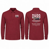 Thumbnail for de Havilland DH.89A Dragon Rapide Premium Polo T-Shirts - Original - Long Sleeve - Dark Red