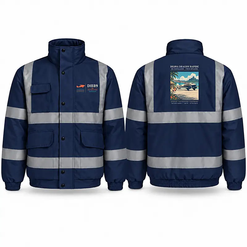 de Havilland DH.89A Dragon Rapide Reflective Winter Jackets - Poster - Navy Blue