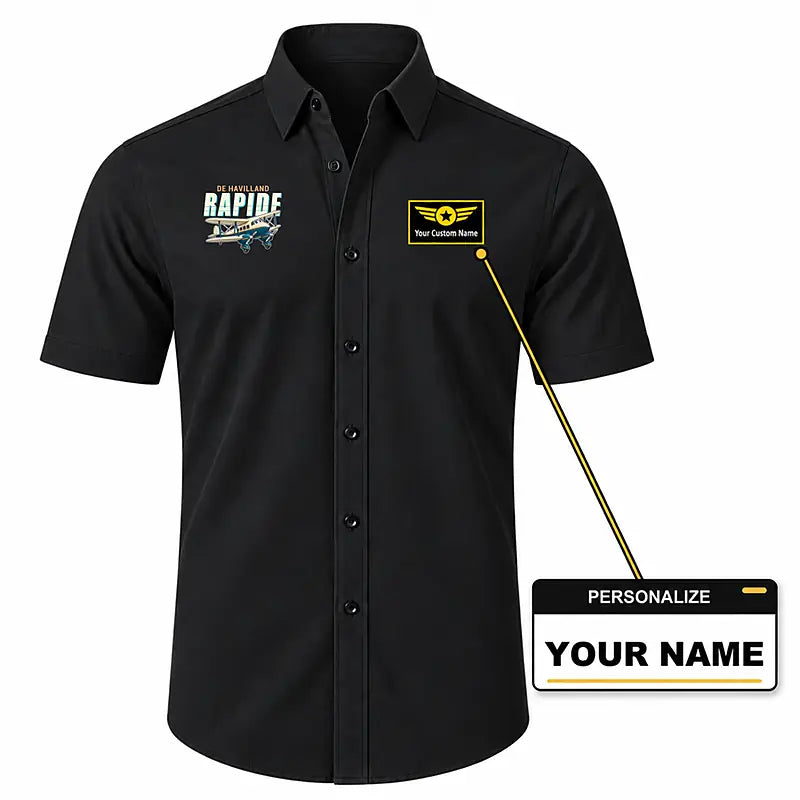 de Havilland DH.89A Dragon Rapide - Short Sleeve Shirt - Cartoon - Black + NAME