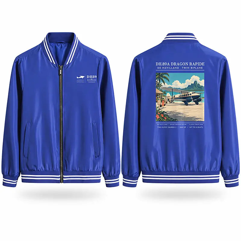 de Havilland DH.89A Dragon Rapide Stylish Jackets - Baseball Collar - Poster - Royal Blue