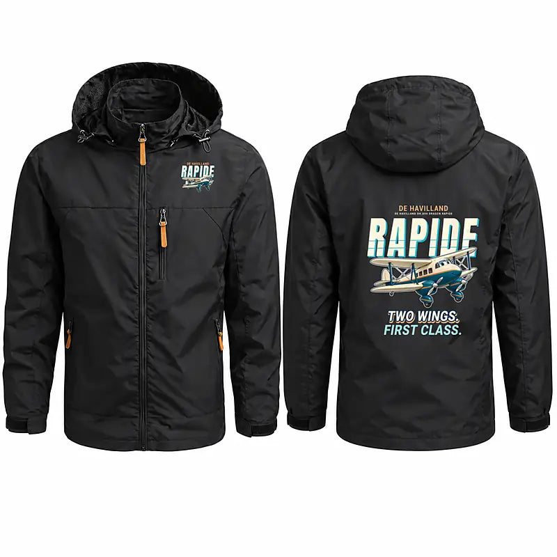de Havilland DH.89A Dragon Rapide Stylish Jackets - Hooded Windbreaker - Cartoon - Black