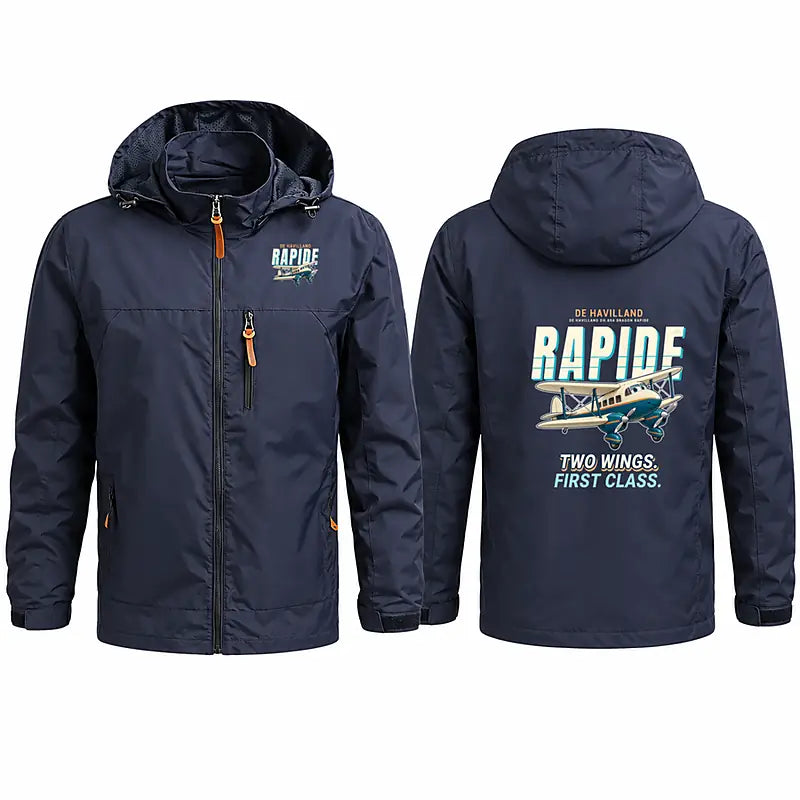 de Havilland DH.89A Dragon Rapide Stylish Jackets - Hooded Windbreaker - Cartoon - Navy Blue