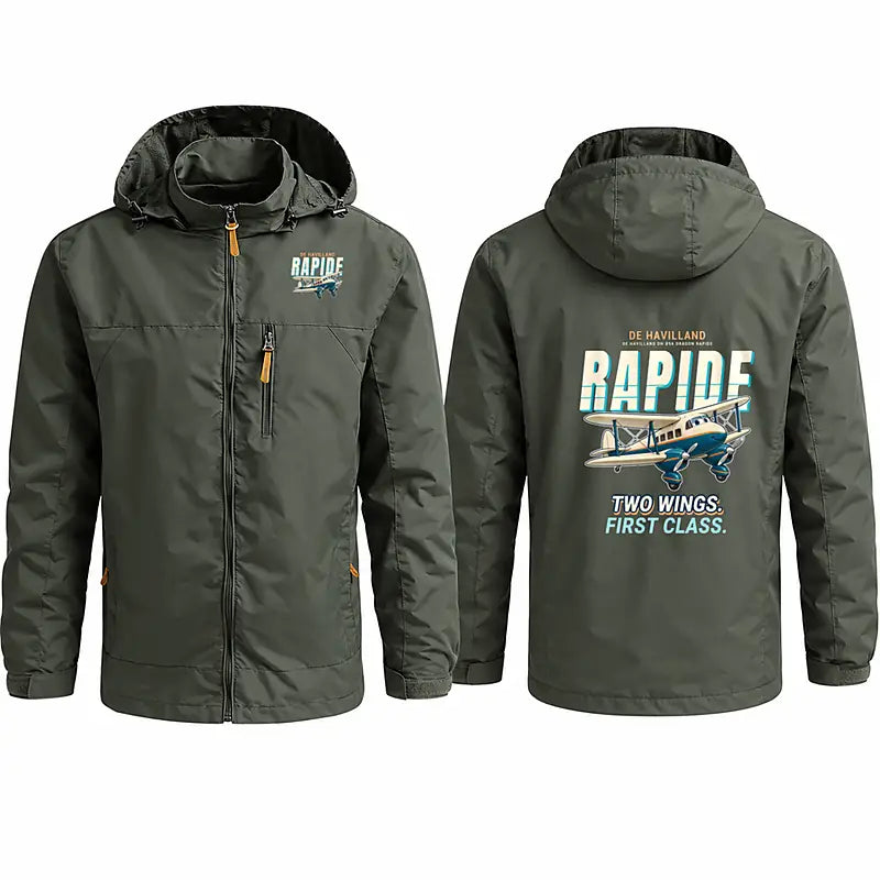 de Havilland DH.89A Dragon Rapide Stylish Jackets - Hooded Windbreaker - Cartoon - Olive Green