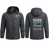 Thumbnail for de Havilland DH.89A Dragon Rapide Stylish Jackets - Hooded Windbreaker - Original - Charcoal
