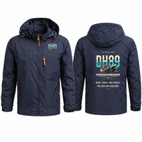 Thumbnail for de Havilland DH.89A Dragon Rapide Stylish Jackets - Hooded Windbreaker - Original - Navy Blue
