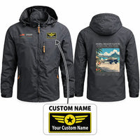 Thumbnail for de Havilland DH.89A Dragon Rapide Stylish Jackets - Hooded Windbreaker - Poster + Name - Charcoal