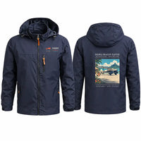 Thumbnail for de Havilland DH.89A Dragon Rapide Stylish Jackets - Hooded Windbreaker - Poster - Navy Blue