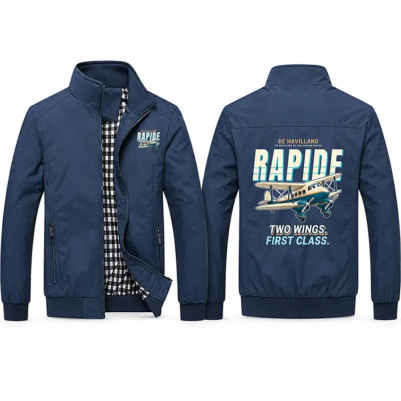 de Havilland DH.89A Dragon Rapide Stylish Jackets - Stand Collar - Cartoon - Navy Blue