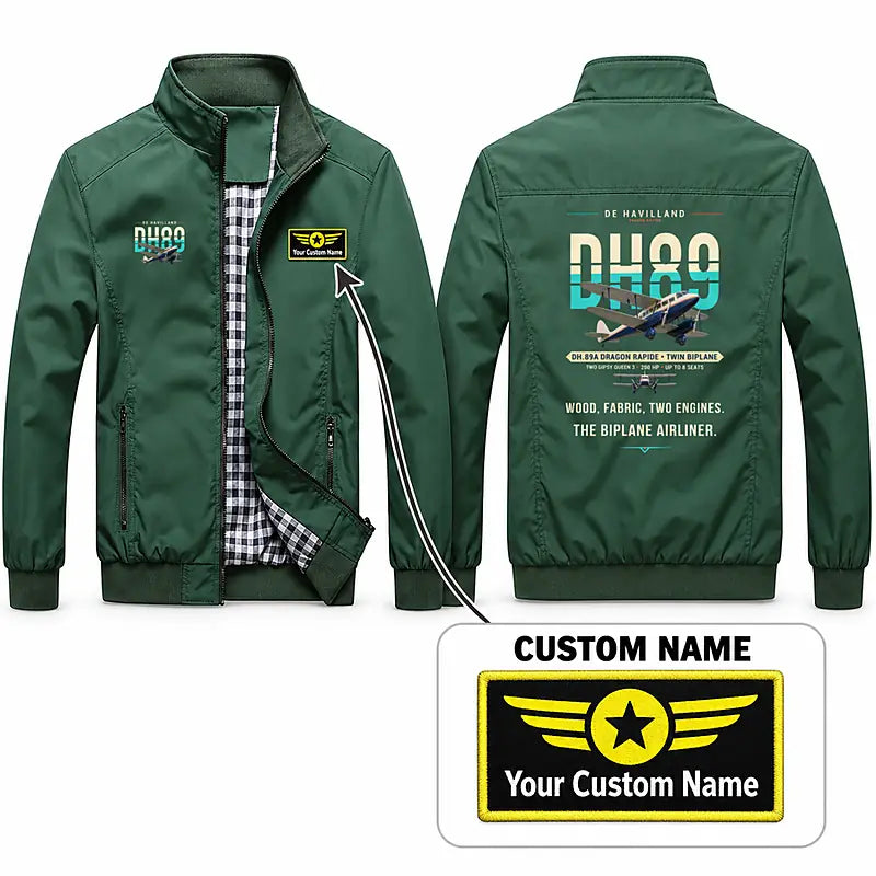 de Havilland DH.89A Dragon Rapide Stylish Jackets - Stand Collar - Original + Name - Green