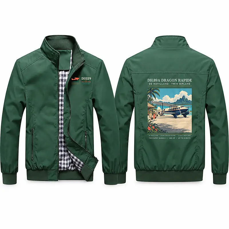 de Havilland DH.89A Dragon Rapide Stylish Jackets - Stand Collar - Poster - Green
