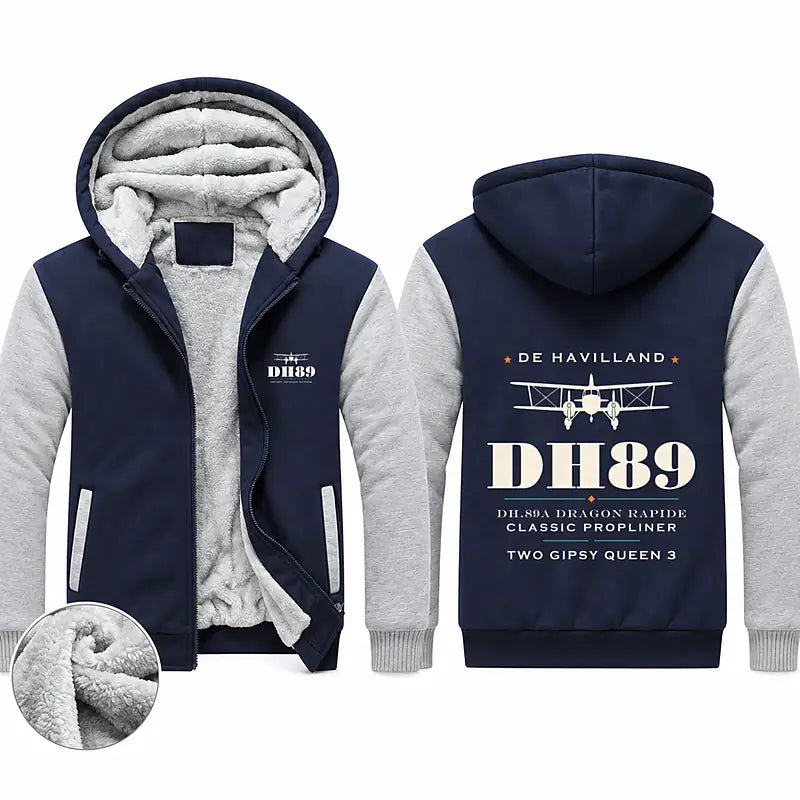 de Havilland DH.89A Dragon Rapide Zipped Sweatshirts - Heritage - Navy & Gray