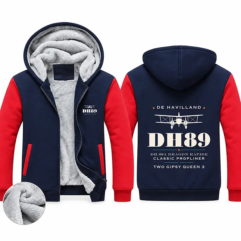de Havilland DH.89A Dragon Rapide Zipped Sweatshirts - Heritage - Navy & Red