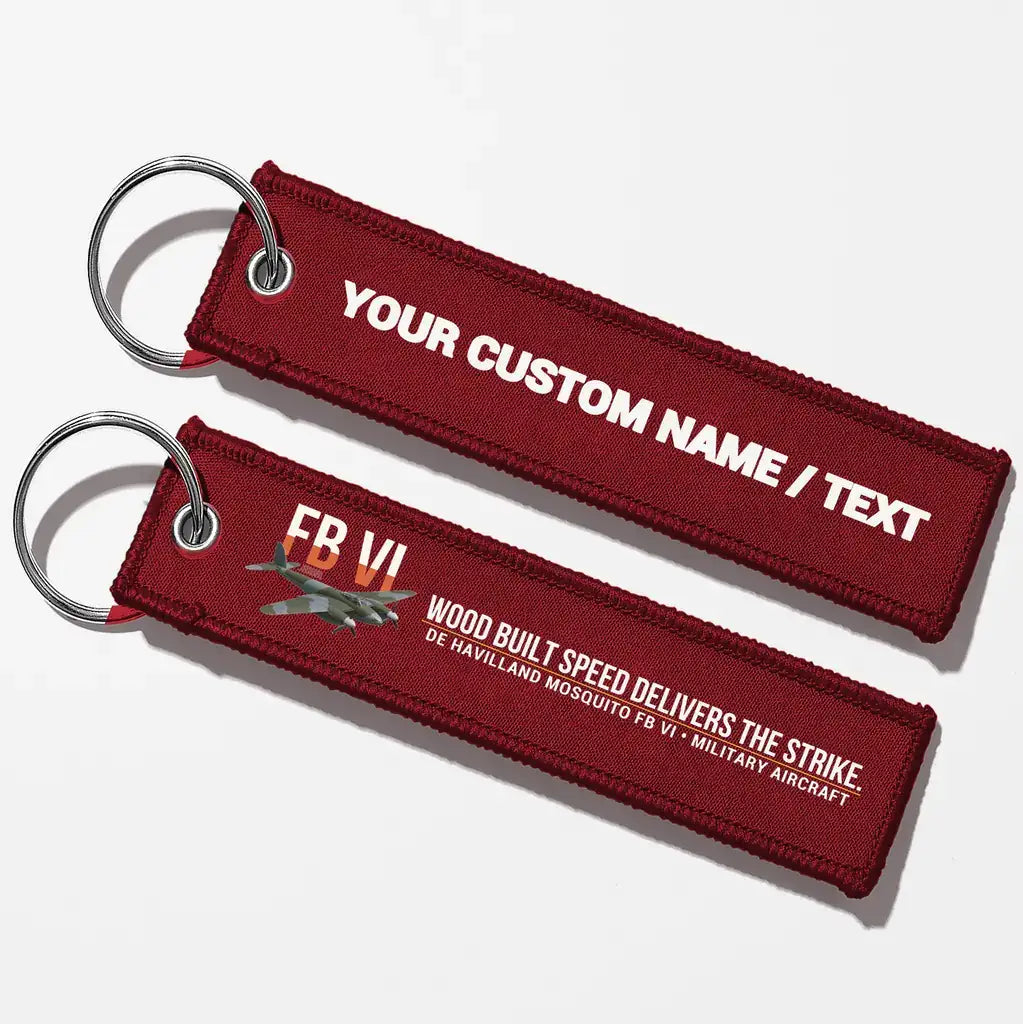 de Havilland Mosquito FB VI Aviator Key Chains - Dark Red - Personalized