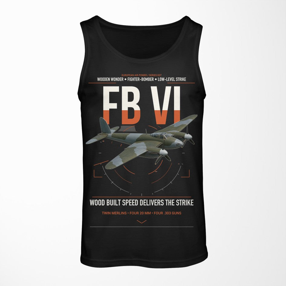 de Havilland Mosquito FB VI design on black tank top