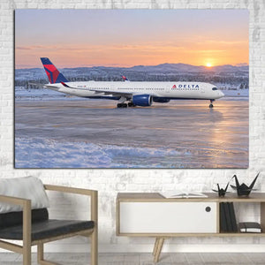 Delta Air Lines Airbus A350-900 Frosted Dawn Apron Canvas Prints
