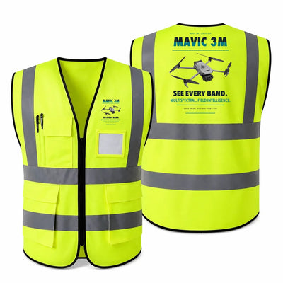 DJI Mavic 3 Multispectral aviation design on fluorescent green high-visibility reflective vest