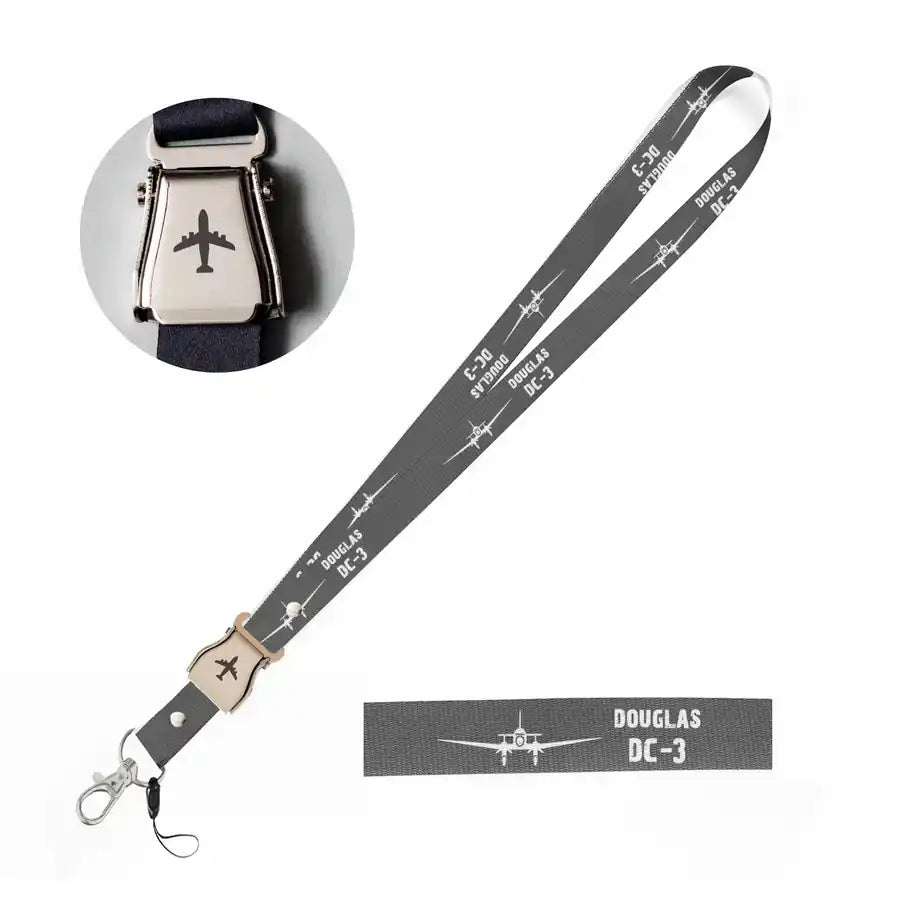 Douglas DC-3 & Plane seat belt lanyard - gray