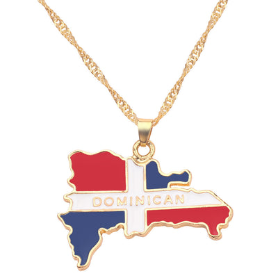 Dominican Republic Map Flag Necklace