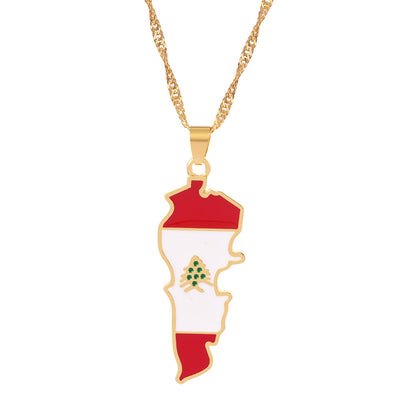 Lebanon Map Flag Necklace