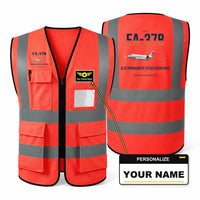 Thumbnail for EA-37B Compass Call aviation design on red high-visibility reflective vest with custom name badge