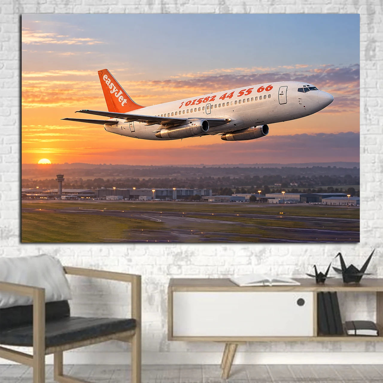 easyJet Boeing 737-200 historic short-body departure from Luton at dawn canvas - 1 Piece