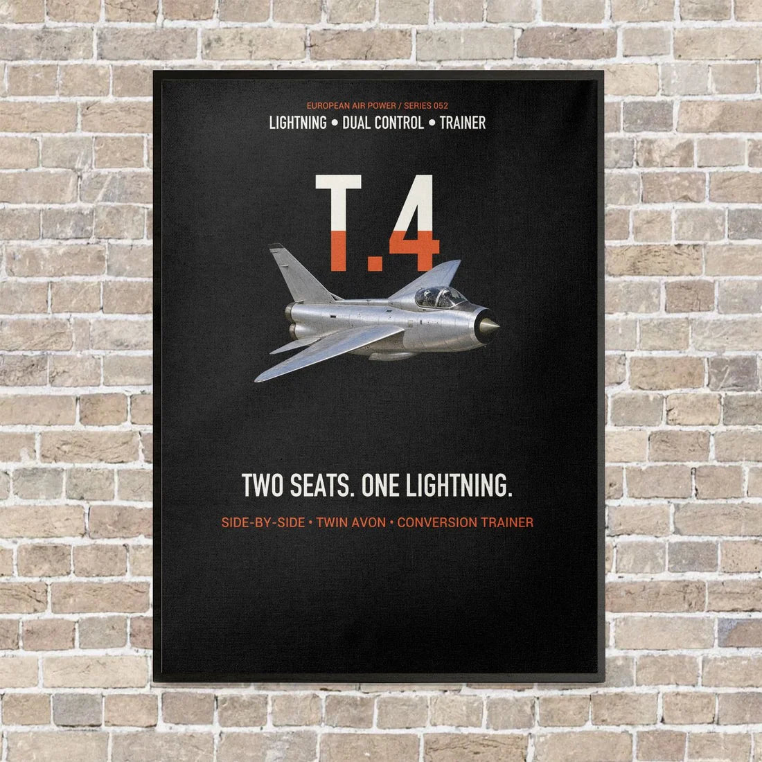 English Electric Lightning T.4 Two Seats One Lightning Vertical Canvas Prints — Frame / Black