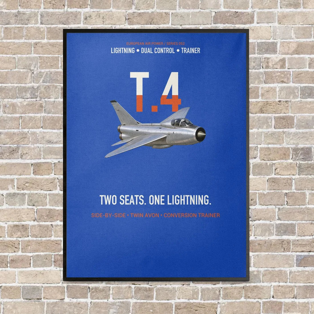 English Electric Lightning T.4 Two Seats One Lightning Vertical Canvas Prints — Frame / Blue