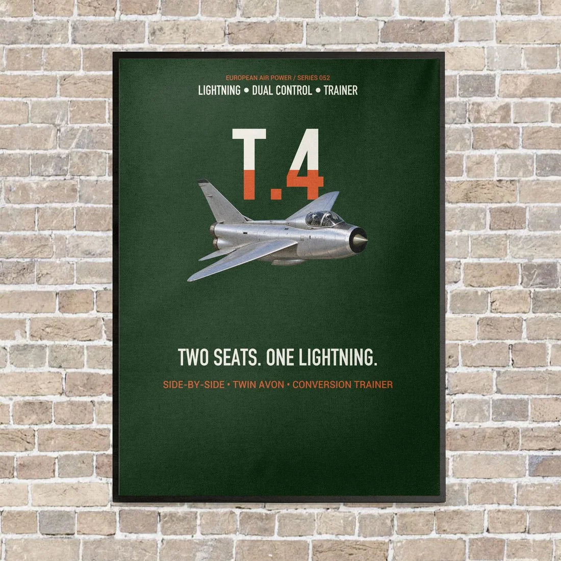 English Electric Lightning T.4 Two Seats One Lightning Vertical Canvas Prints — Frame / Dark Green