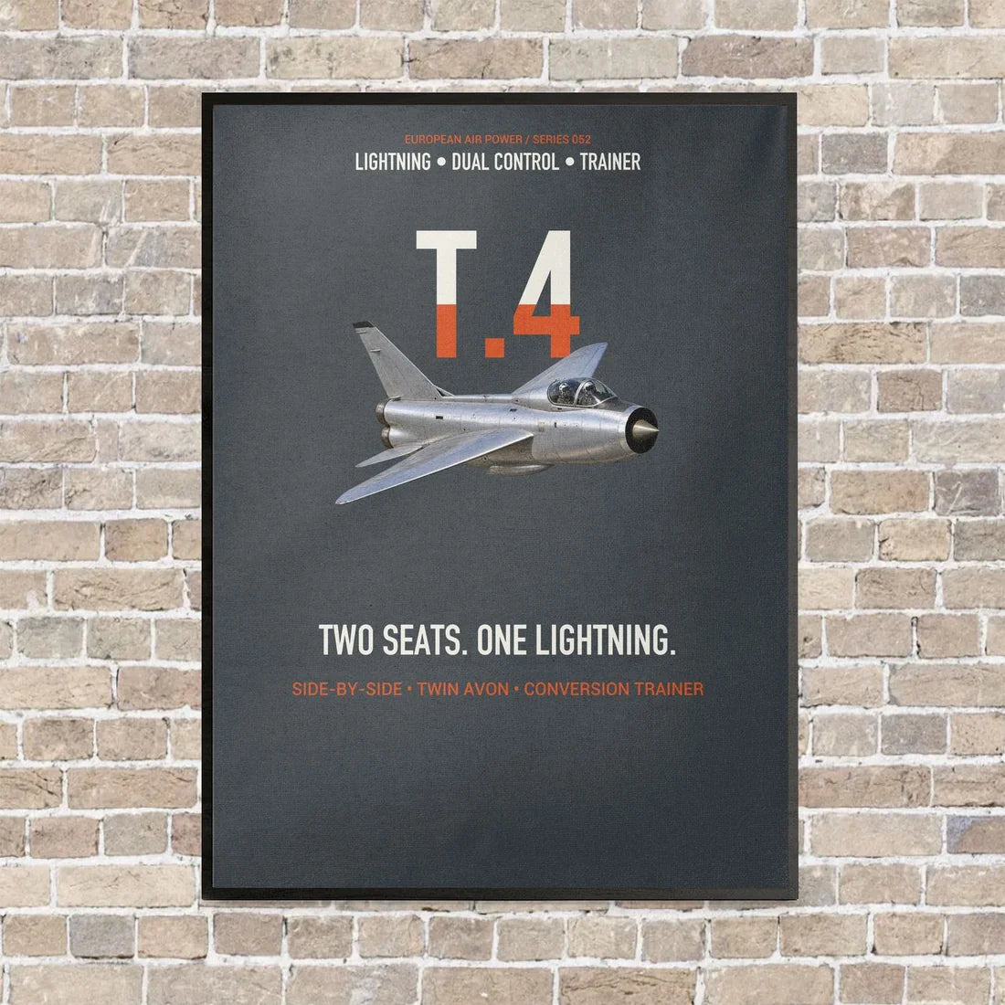 English Electric Lightning T.4 Two Seats One Lightning Vertical Canvas Prints — Frame / Gray