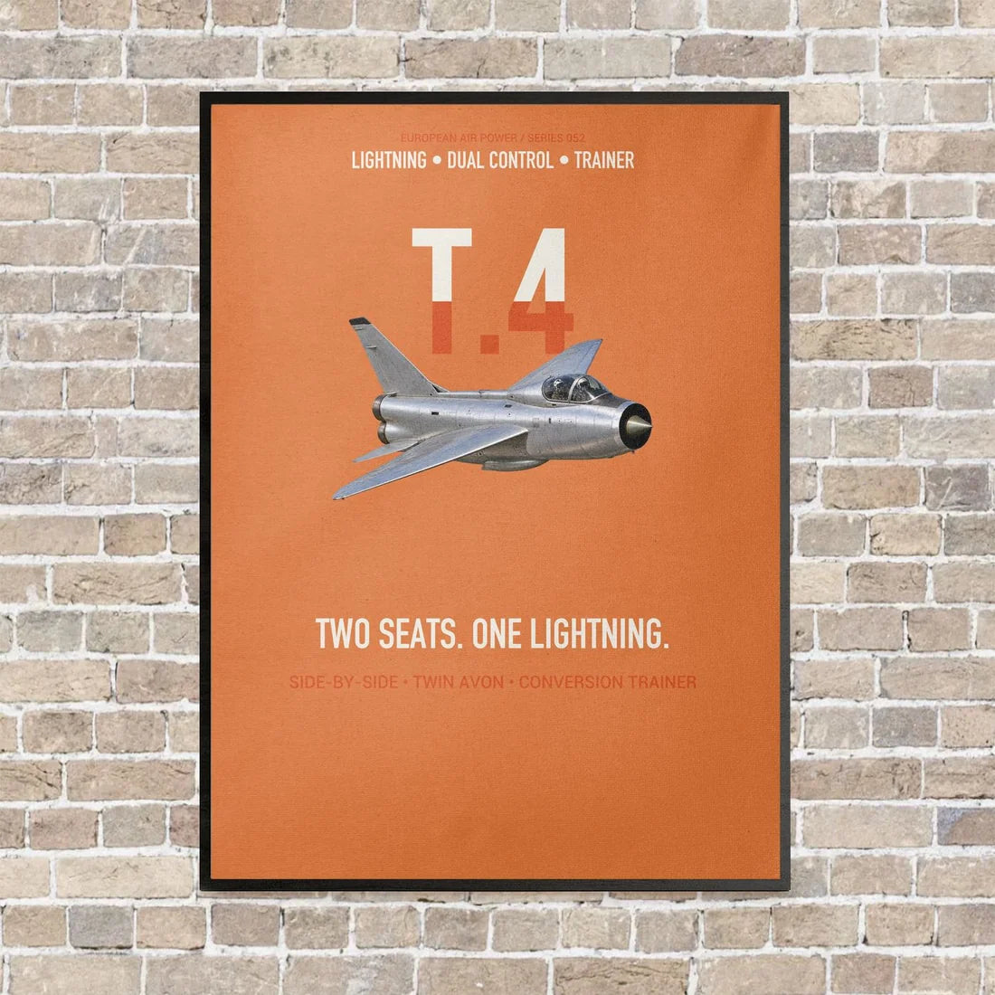 English Electric Lightning T.4 Two Seats One Lightning Vertical Canvas Prints — Frame / Orange