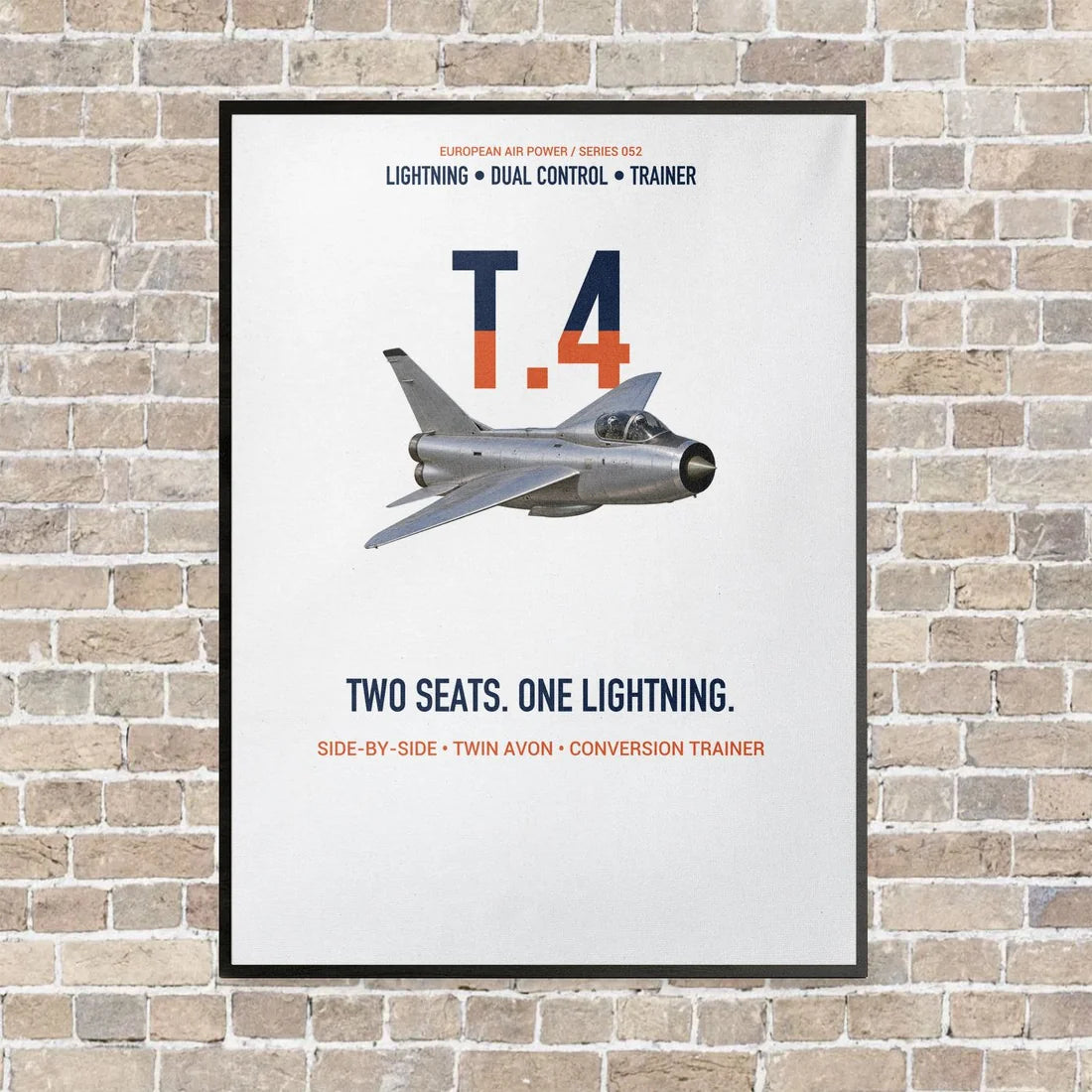 English Electric Lightning T.4 Two Seats One Lightning Vertical Canvas Prints — Frame / White