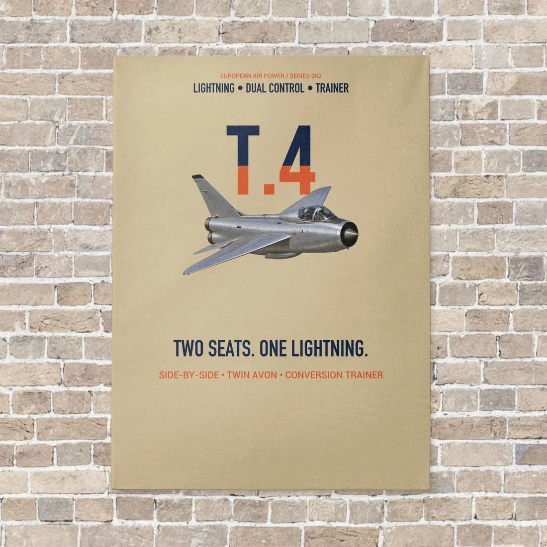 English Electric Lightning T.4 Two Seats One Lightning Vertical Canvas Prints — No Frame / Beige