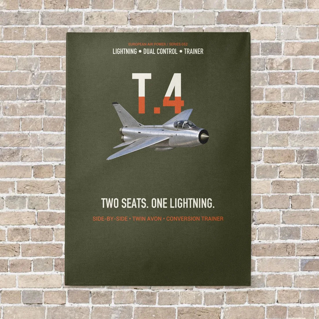English Electric Lightning T.4 Two Seats One Lightning Vertical Canvas Prints — No Frame / Green Army