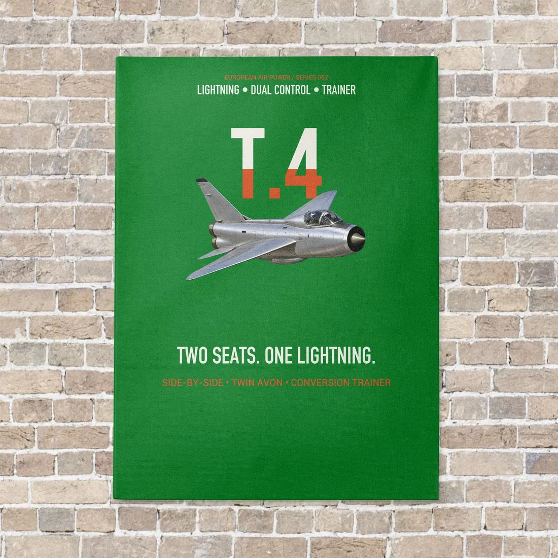 English Electric Lightning T.4 Two Seats One Lightning Vertical Canvas Prints — No Frame / Green
