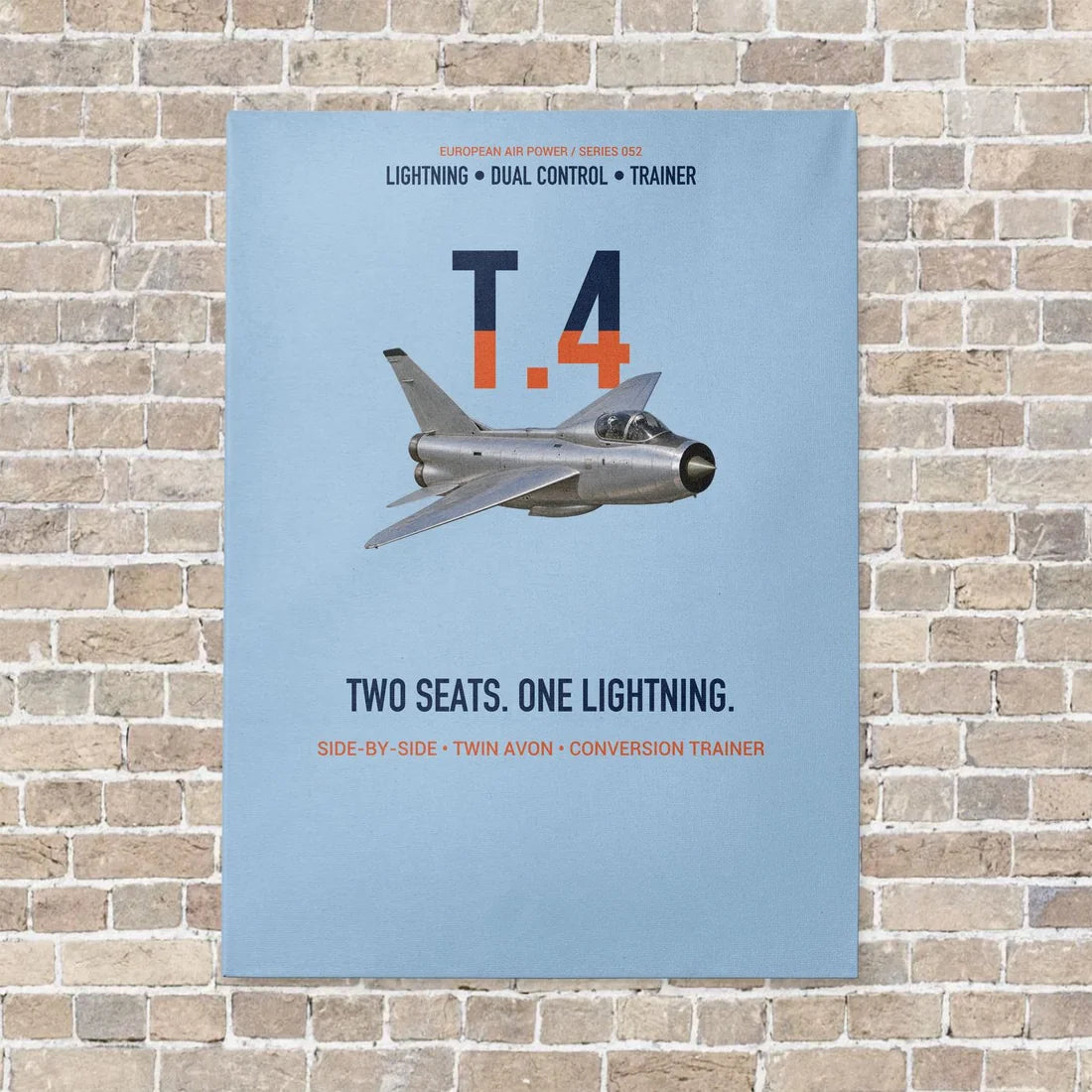 English Electric Lightning T.4 Two Seats One Lightning Vertical Canvas Prints — No Frame / Light Blue