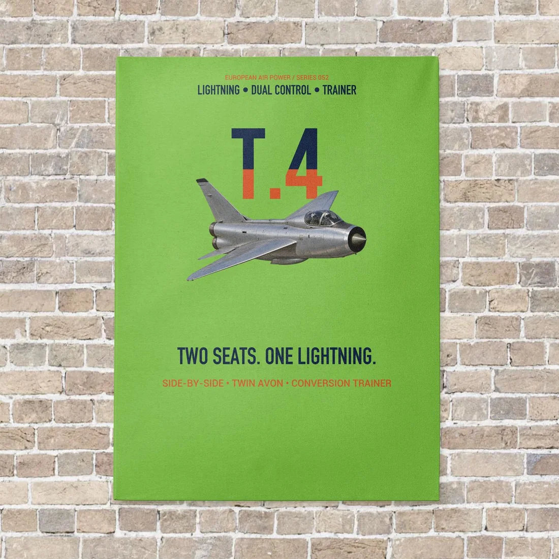 English Electric Lightning T.4 Two Seats One Lightning Vertical Canvas Prints — No Frame / Light Green