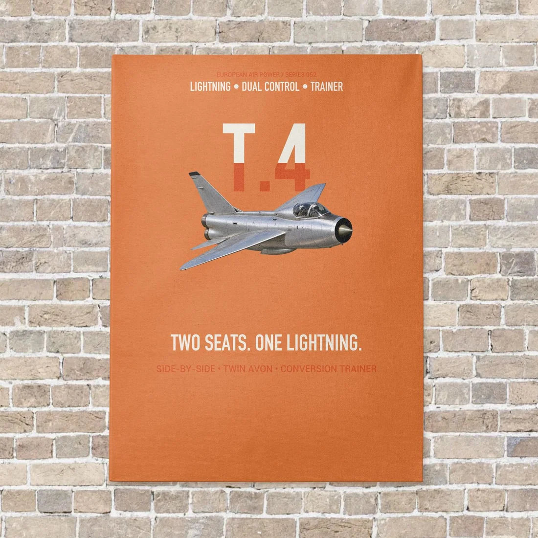 English Electric Lightning T.4 Two Seats One Lightning Vertical Canvas Prints — No Frame / Orange