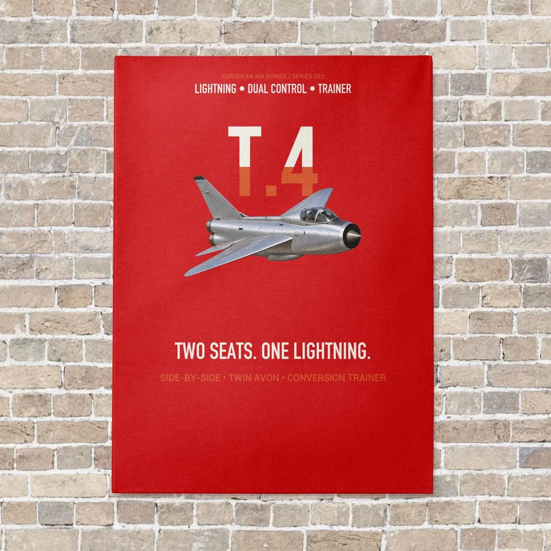 English Electric Lightning T.4 Two Seats One Lightning Vertical Canvas Prints — No Frame / Red
