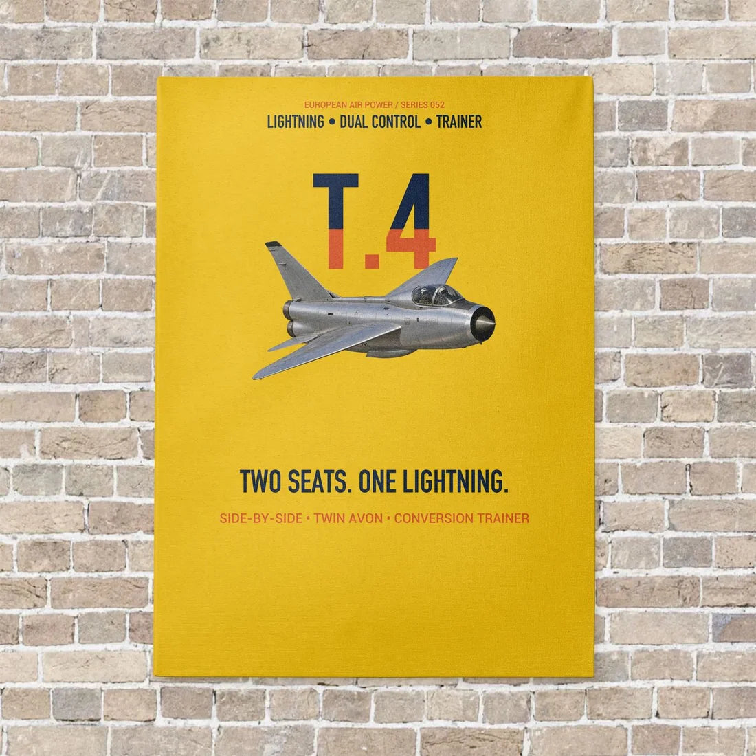 English Electric Lightning T.4 Two Seats One Lightning Vertical Canvas Prints — No Frame / Yellow