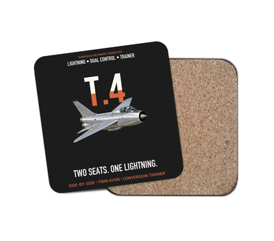 English Electric Lightning T.4 Two Seats One Lightning Designed Coasters — 1 Piece / Black