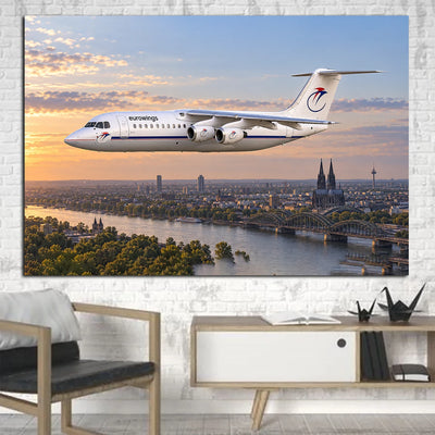 Eurowings British Aerospace BAe 146-300 historic regional quadjet passage near Cologne canvas - 1 Piece