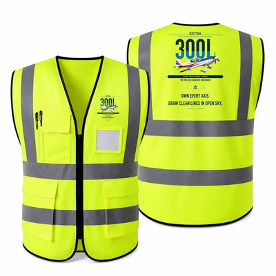 Extra 300L aviation design on fluorescent green high-visibility reflective vest