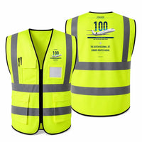 Thumbnail for Fokker 100 aviation design on fluorescent green high-visibility reflective vest