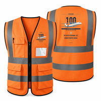 Thumbnail for Fokker 100 aviation design on orange high-visibility reflective vest